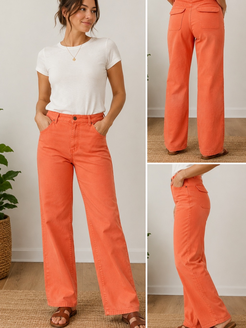 Christopher & Banks Papaya Orange Wide-Leg Jeans